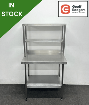Used 900mm Stainless Steel Wall Table With Undershelf & Double Overgantry