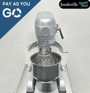 Pay As You Go: New Foodsville Saver Plus 20 Litre Planetary Mixer with Stainless Steel Bowl, Whisk, Beater and Dough Hook – 13 Amp Plug In & Go!