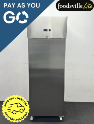 Pay As You Go: New Foodsville Lite Upright Stainless Steel 430 Litre Freezer With Digital Temperature Display, On Wheels