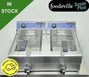 NEW Foodsville Saver Plus Countertop 2 x 11.5 Litre Twin Tank Twin Basket Electric Fryer, With Taps - 13 Amp Plug In & Go!