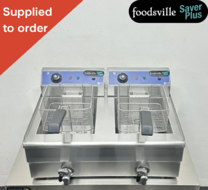 NEW Foodsville Saver Plus Countertop 2 x 11.5 Litre Twin Tank Twin Basket Electric Fryer, With Taps - 13 Amp Plug In & Go!