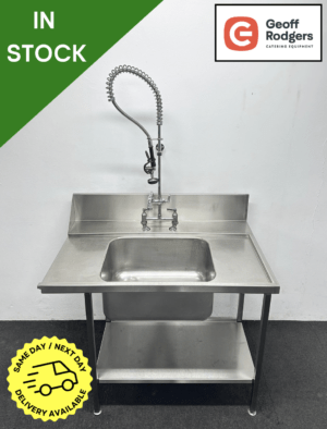 Used 1200mm Stainless Steel Dishwasher Sink, With Shower Spray And Undershelf