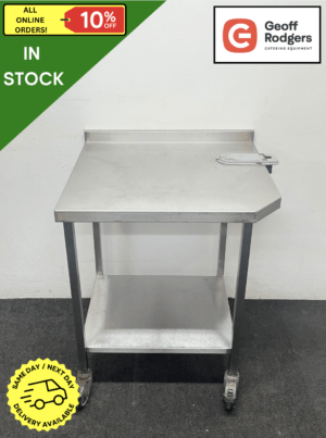 Used 750mm Stainless Steel Wall Table With Undershelf, On Wheels