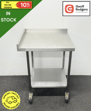 Used 700mm Stainless Steel Corner Table With Undershelf, On Wheels