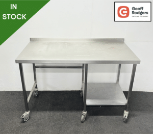 Used 1400mm Stainless Steel Wall Table With Undershelf, On Wheels - Custom Undercounter Space