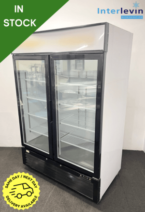 Used Interlevin 1380mm Double Glass Fronted Display Freezer, On Wheels