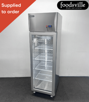 NEW Foodsville 600mm Upright Single Glass Fronted Display Fridge, On Wheels