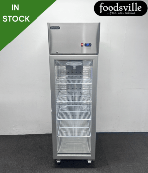 NEW Foodsville 600mm Upright Single Glass Fronted Display Freezer, On Wheels