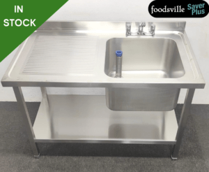 NEW Foodsville Saver Plus 1200mm Stainless Steel Single Bowl Sink With Undershelf - Left Hand Drainer. Includes Taps!