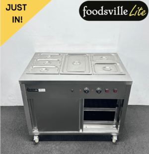 Hardly Used Foodsville Lite 3 x 1/1 GN Wet Well Bain Marie & Hot Cupboard, On Wheels - Includes G/N Containers! (Used For Three Months)