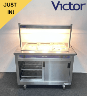 Used Victor 3 x 1/1 GN Dry Heat Bain Marie & Hot Cupboard On Wheels, With Heated Overgantry - 13 Amp Plug In & Go!