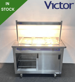 Used Victor 3 x 1/1 GN Dry Heat Bain Marie & Hot Cupboard On Wheels, With Heated Overgantry - 13 Amp Plug In & Go!