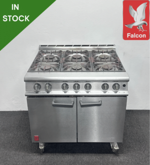 Used Falcon Dominator 900mm Stainless Steel 6 Ring Cooker With Oven, On Wheels – Natural Gas