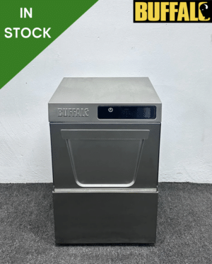 Used Buffalo 350mm Basket Stainless Steel Glasswasher With Gravity Drain - 13 Amp Plug In & Go!